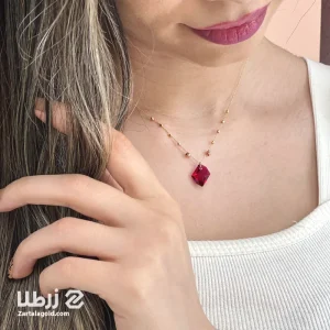 گردنبند طلا طرح کریستال سواروسکی و گوی کد N6695