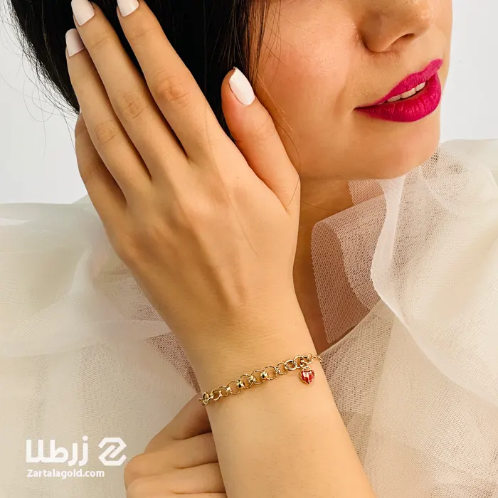 دستبند زنجیری طلا طرح حلقه ای دستبند زنجیری طلا طرح حلقه ای کد B17545
