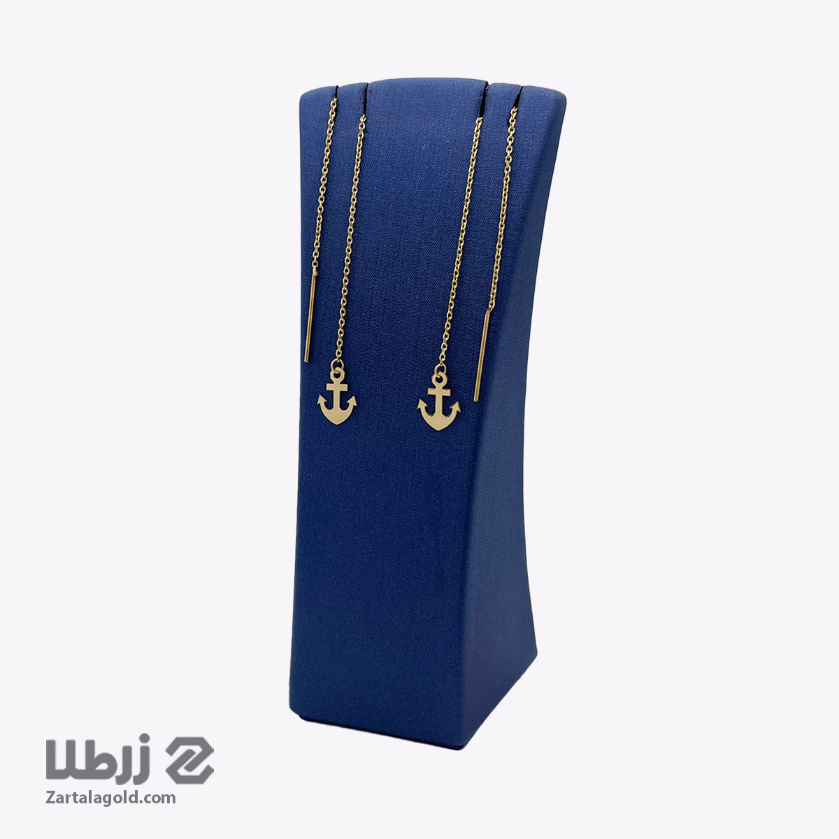 گوشواره طلا بخیه ای طرح لنگر کد E18428 گوشواره طلا بخیه ای طرح لنگر کد E18428