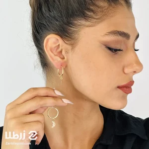 گوشواره طلا حلقه ای با آویز ماه کد E19217