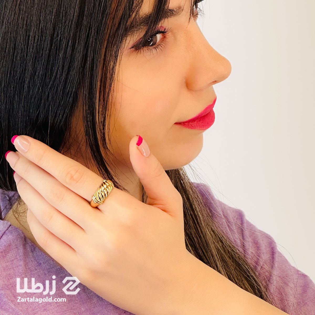 انگشتر طلا مدرن طرح حلزونی انگشتر طلا مدرن طرح حلزونی کد R18255
