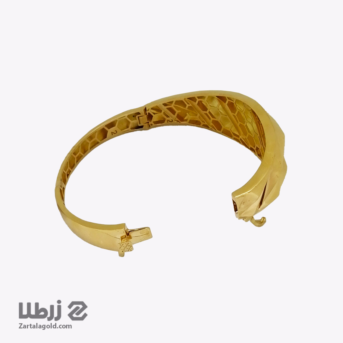 دستبند النگویی طلا طرح آینه ای درشت کد B19616 دستبند النگویی طلا طرح آینه ای درشت کد B19616