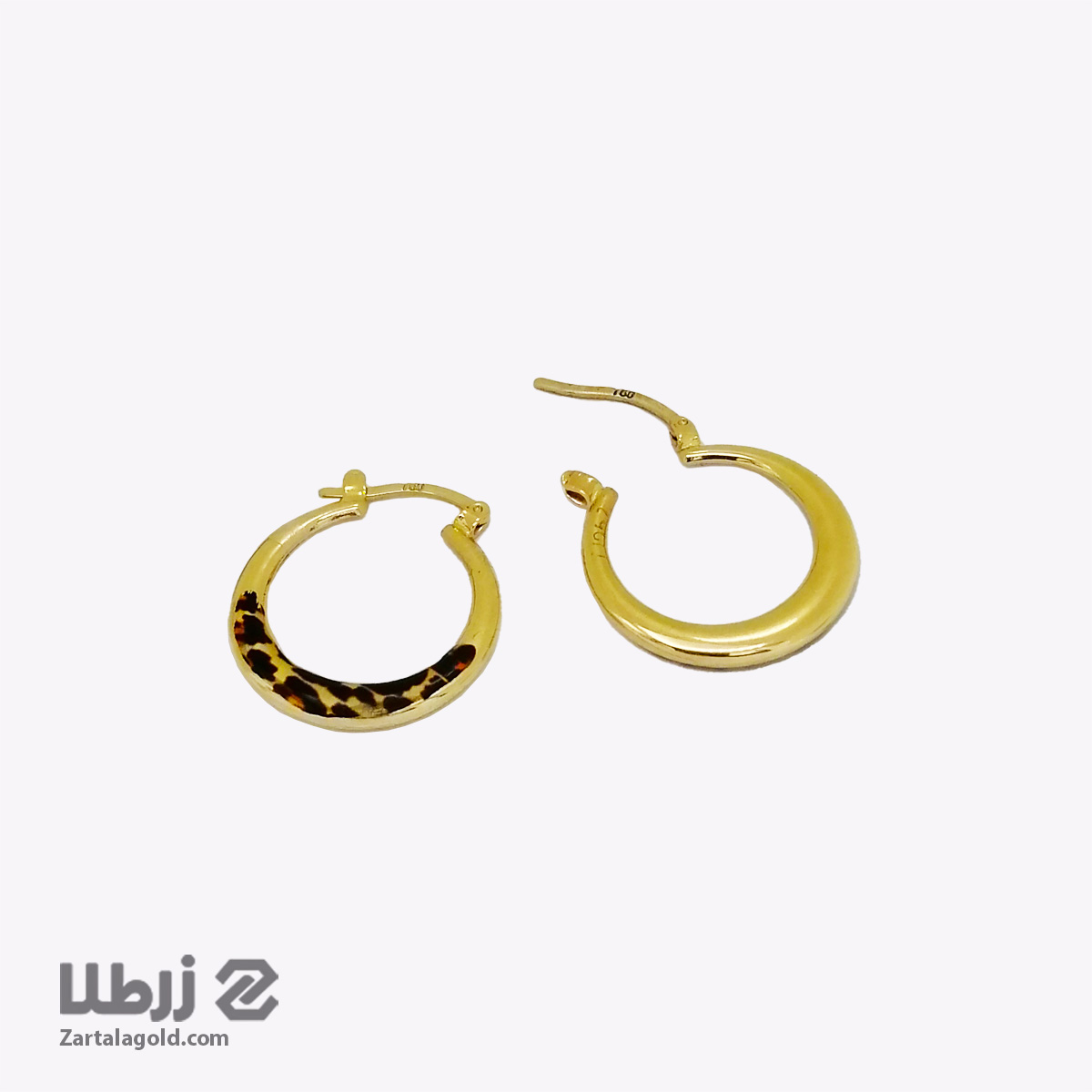 گوشواره طلا حلقه ای گرد طرح پلنگی کد E19674 گوشواره طلا حلقه ای گرد طرح پلنگی کد E19674