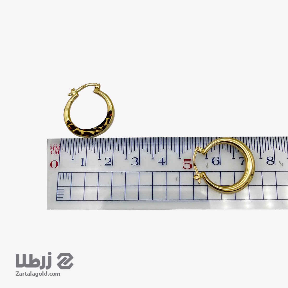 گوشواره طلا حلقه ای گرد طرح پلنگی کد E19674 گوشواره طلا حلقه ای گرد طرح پلنگی کد E19674